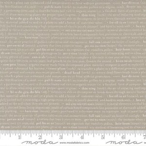 Pot de fleurs - Lella Boutique - Texte - Taupe - 5164-14 - Le tissu est vendu par incréments de 1/2 verge et coupé en continu