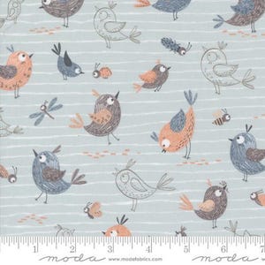 Chirp - Elena Amo - Friends - Sky - 39030-19 - Fabric is sold in 1/2 yard increments and cut continuously