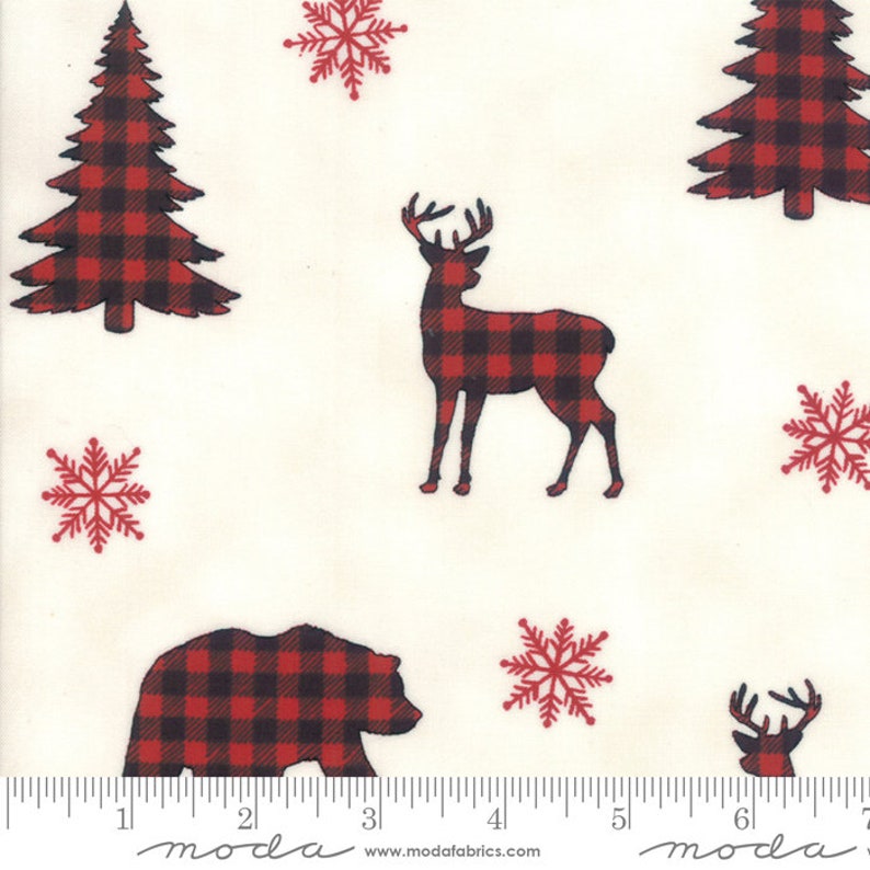 Moda HOLIDAY LODGE 19896 13 Green Snowflakes DEB STRAIN Quilt Fabric CHRISTMAS