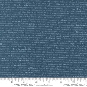 Pot de fleurs - Lella Boutique - Texte - Marine - 5164-17 - Le tissu est vendu par incréments de 1/2 yard et coupé en continu