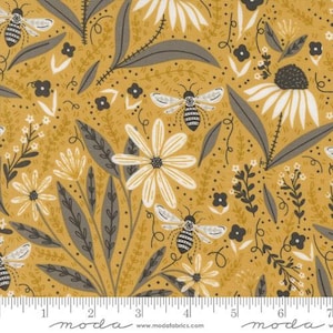 Bee Garden - Gingiber - Floral -  Honey - 48410-15 - Fabric is sold in 1/2 yard increments and cut continuously
