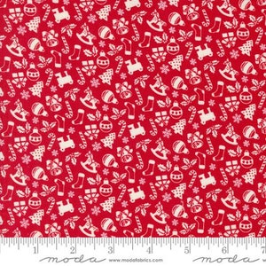 Kitty Christmas - Urban Chiks - Toy Box - Berry - 31202-12 - Fabric is sold in 1/2 yard increments and cut continuously