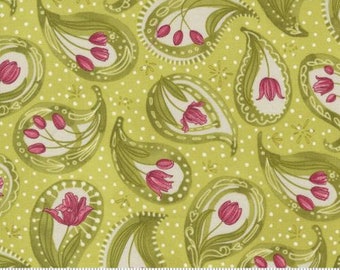 Tulip Tango - Robbin Pickens - Tulip Paisley - Chartreuse - 48711-15 - Fabric is sold in 1/2 yard increments and cut continuously