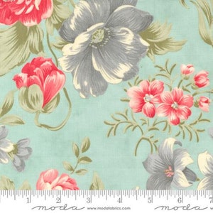 Collections For A Cause - Etchings - 3 Sisters - Bold Blossoms - Aqua - 44330-12 - Sold in 1/2 yard increments and cut continuously