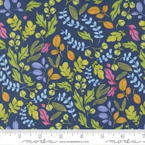 Wild Blossoms - Robin Pickens - Leafy - Navy - 48736-25 - Fabric is sold in 1/2 yard increments and cut continuously