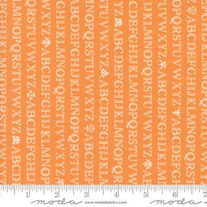 Agatha Road - Fig Tree - Alphabet - Pumpkin - 35411-12 - Fabric is sold in 1/2 yard increments and cut continuously