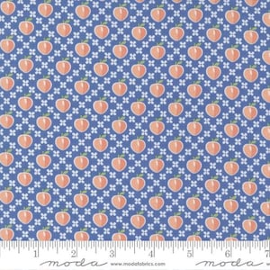 Peachy Keen - Corey Yoder - Peaches - Cobalt - 29171-16 - Fabric is sold in 1/2 yard increments and cut continuously