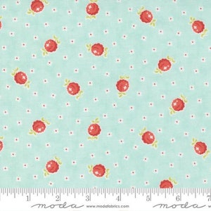 Stitched - Fig Tree - Raspberry Floral - Sky - 20431-15 - Fabric is sold in 1/2 yard increments and cut continuously