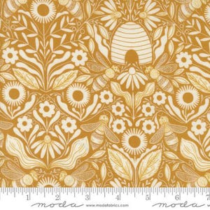 Bee Garden - Gingiber - Beehive - Beeswax - 48414-14 - Fabric is sold in 1/2 yard increments and cut continuously