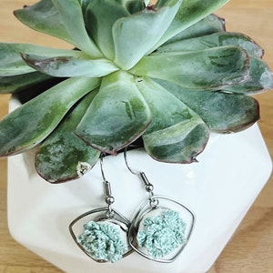 Succulent Earrings Embroidered image 3