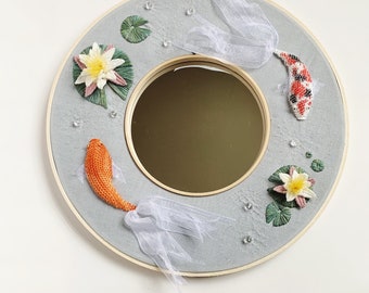 Mirror Koi Pond  Embroidery 3D Double Hoop