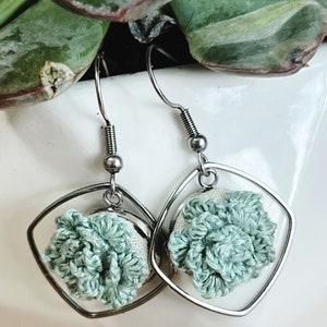 Succulent Earrings Embroidered image 1