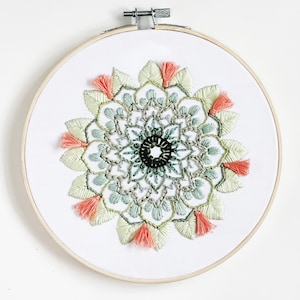 Stitch Sampler | Blooming Cactus Mandala Embroidery Kit | Mandala Embroidery Kit | Embroidery Sampler