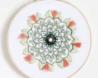 Blooming Cactus Mandala Embroidery Kit | Mandala Embroidery Kit | Embroidery Sampler