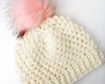 Pom Pom Puff Stitch Beanie CROCHET PATTERN