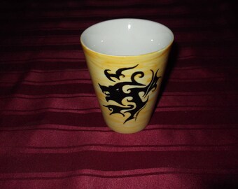 personalized hand-painted tiger, salamander, dragon or phoenix tribal porcelain mug