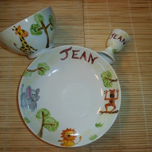 service 5 pièces porcelaine peint personnalisé motif au choix 2 assiettes, bol, timable, coquetier image 8