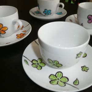 service de tasses en porcelaine peint unique Manaé image 1