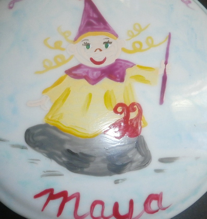 assiette et bol peint à la main motif fée personnalisé image 6