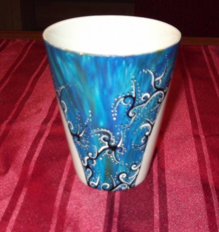Mug en Porcelaine Peint Shadow' Bleu Destockage