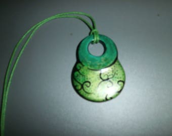 pendentif porcelaine peint unique "Gwen "