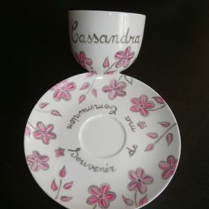 tasse à déjeuner ou thé porcelaine peinte personnalisée motif au choix image 1