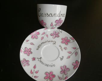 tasse à déjeuner ou thé porcelaine peinte personnalisée motif au choix