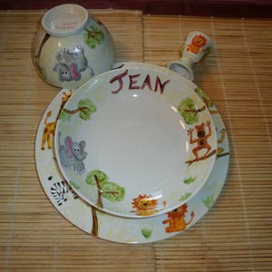 service 4 pièce porcelaine personnalisé motif animaux peint