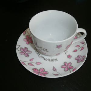 tasse à déjeuner ou thé porcelaine peinte personnalisée motif au choix image 3