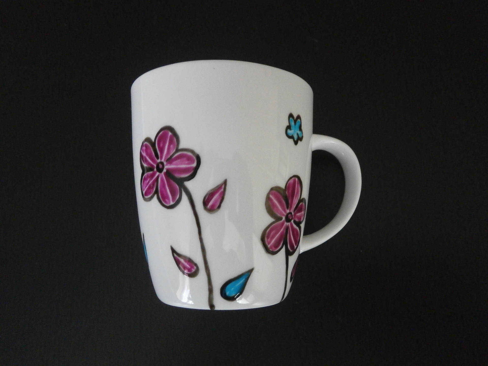 Mug en Porcelaine Peint Unique Manaé Motif Fleur