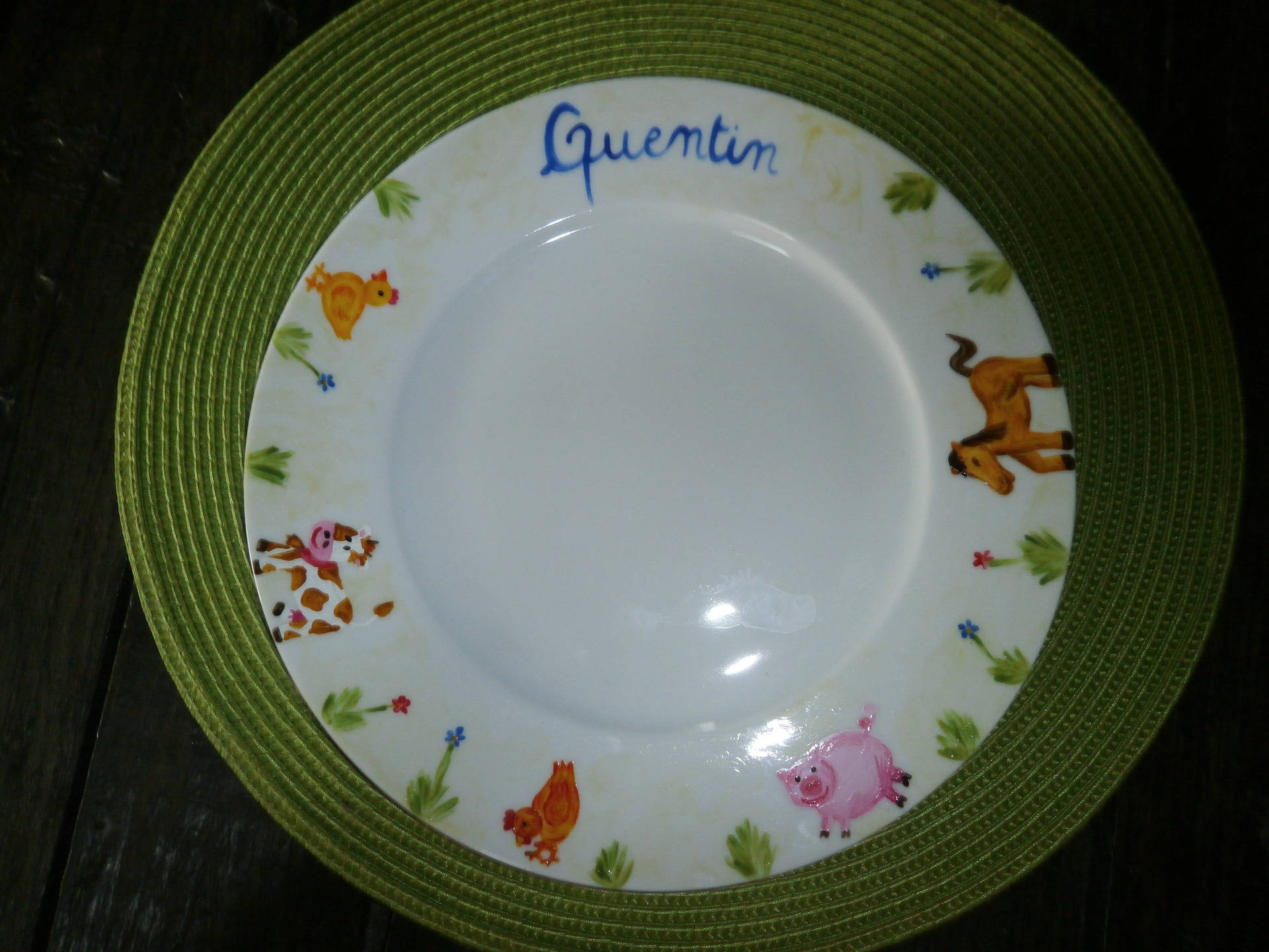 Assiette Plate Personnalisée 27cm Animaux de La Ferme Motif Extérieur