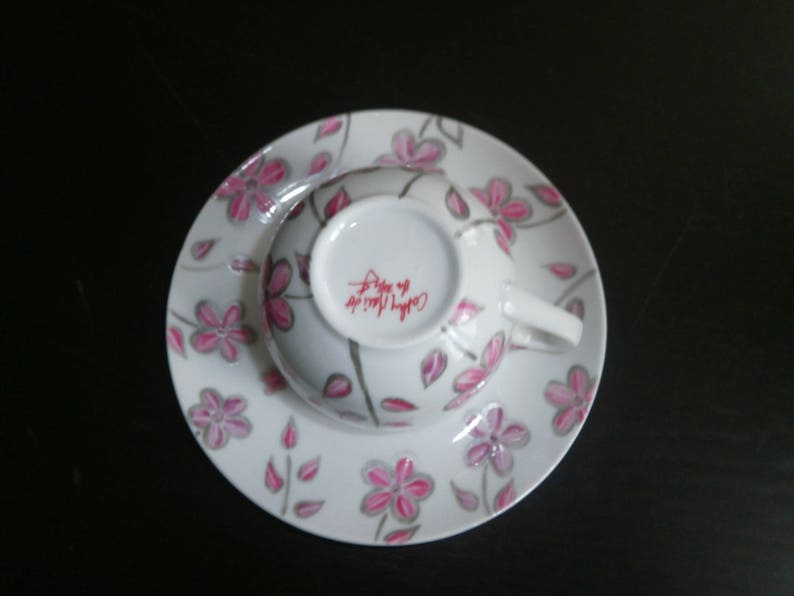 tasse à déjeuner ou thé porcelaine peinte personnalisée motif au choix image 2