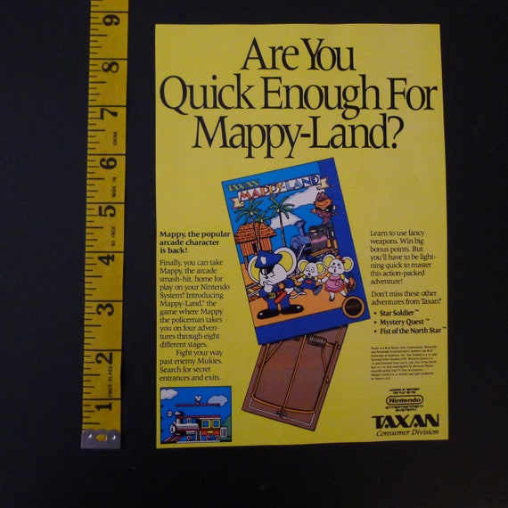 Mappy Land Print Ad Vintage Nes Video Game Yellow Background Etsy Canada