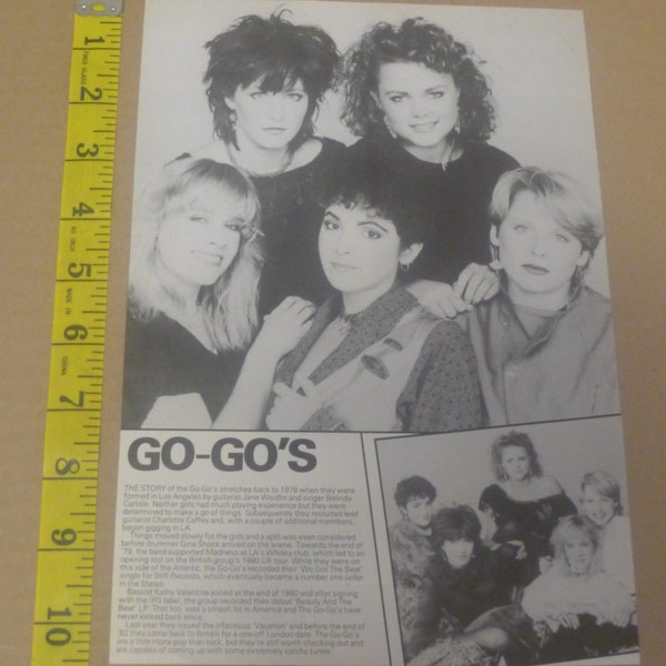 GO GO'S vintage ARTICLE new wave band 80'S