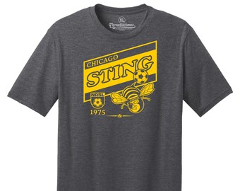Chicago Sting 1975 NASL Soccer Classic Cut, Premium Tri-Blend Tee Shirt - Black Heather