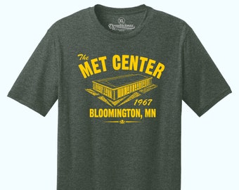 Throwbackmax The Met Center 1967 Hockey Classic Cut, Premium Tri-Blend Tee Shirt - Past Home of Your Minnesota North Stars - Green Heather