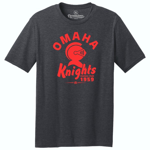 Throwbackmax Omaha Knights 1959 Hockey Classic Cut, Premium Tri-Blend Tee Shirt - Black Heather