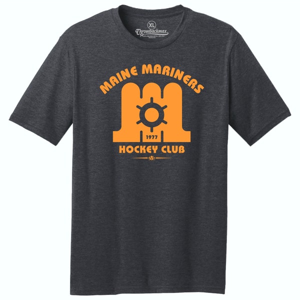 Maine Mariners 1977 Hockey Classic Cut, Premium Tri-Blend Tee Shirt - Black Heather