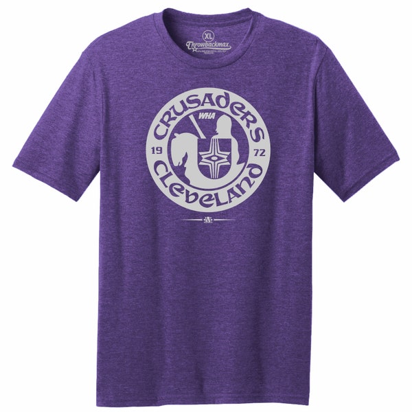Throwbackmax Cleveland Crusaders WHA 1972 Hockey Classic Cut, Premium Tri-Blend Tee Shirt - Purple Heather
