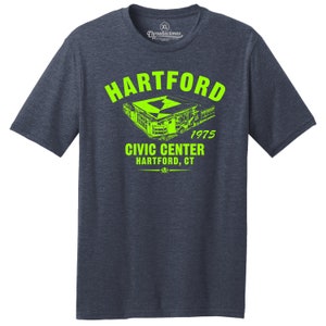 Throwbackmax Hartford Civic Center 1975 Hockey Classic Cut, Premium Tri-Blend Tee Shirt - Past Home of Your Hartford Whalers - Navy Heather