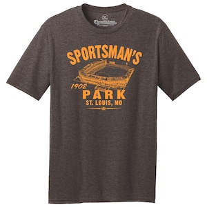 Throwbackmax Sportsman's Park 1902 Baseball Premium 50/50 Poly/Cotton Tee Shirt Past Home of the St. Louis Browns image 1