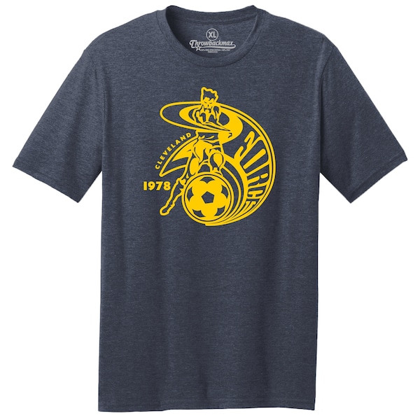 Throwbackmax Cleveland Force 1978 MISL Soccer Classic Cut, Premium Tri-Blend Tee Shirt - Navy Heather