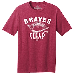 Throwbackmax Braves Field 1915 Baseball Classic Cut, Premium Tri-Blend Tee Shirt Past Home of the Boston Braves Red Heather image 1