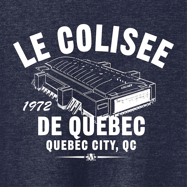 Le Colisee 1972 Hockey Classic Cut, Premium Tri-Blend Tee Shirt - Past Home of Your Quebec Nordiques - Navy Heather