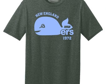 New England Whalers WHA 1972 Hockey Classic Cut, Premium Tri-Blend Tee Shirt - Kelly Heather