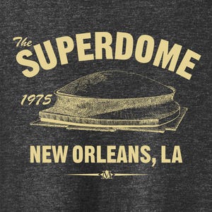 Louisiana Superdome 1975 Football Classic Cut, Premium Tri-Blend Tee Shirt - Home of Your New Orleans Saints - Black Heather
