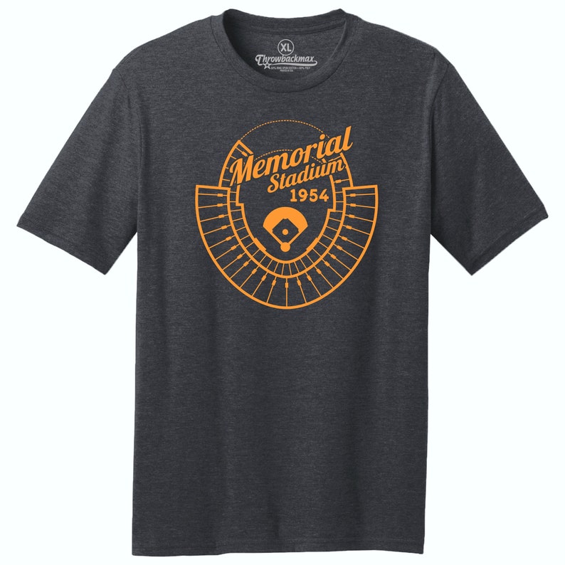 Throwbackmax Memorial Stadium Blueprint 1954 Baseball Premium Tri-Blend Tee Shirt Past Home of Your Baltimore Orioles Black Heather image 1