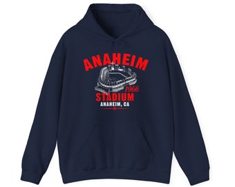 Throwbackmax Anaheim Stadium 1966 Baseball Unisex Heavy Blend™ Hooded Sweatshirt - Home of Your Anaheim Angels