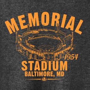 Memorial Stadium 1954 Baseball Classic Cut, Premium Tri-Blend Tee Shirt - Past Home of Your Baltimore Orioles - Black Heather