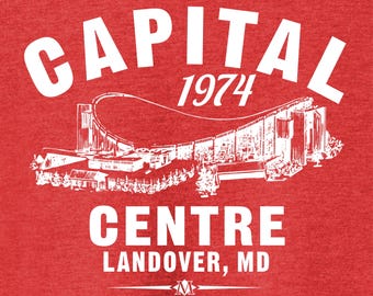 Capital Centre 1974 Hockey Classic Cut, Premium Tri-Blend Tee Shirt - Past Home of Your Washington Capitals - Red Heather
